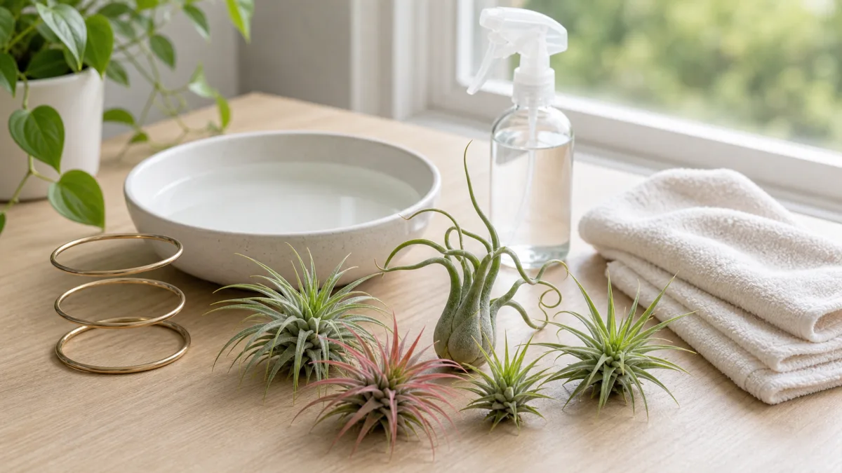 Newly shipped air plant being inspected before first watering